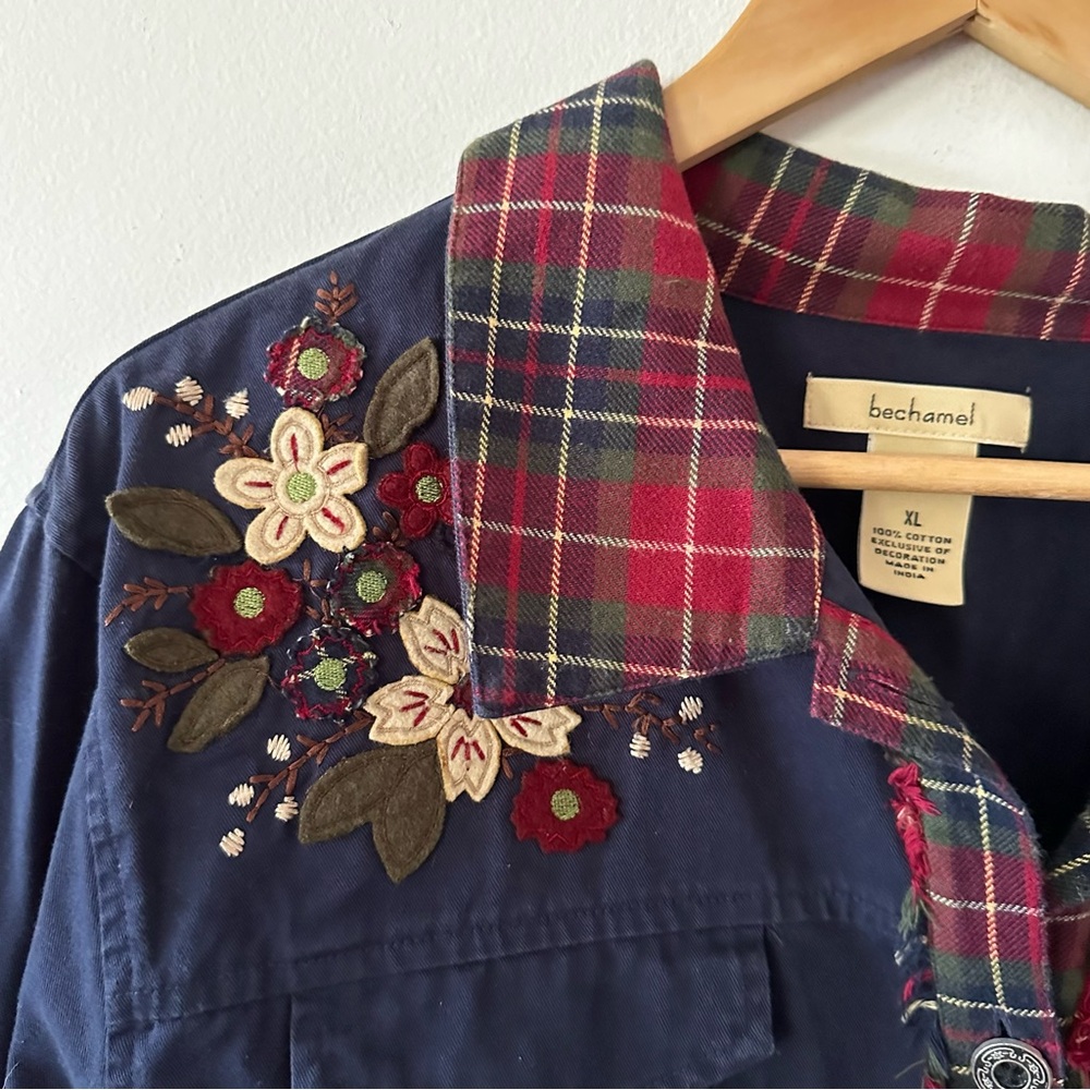 Bechamel Utility Twill Patchwork Plaid Jacket (Bi… - image 5